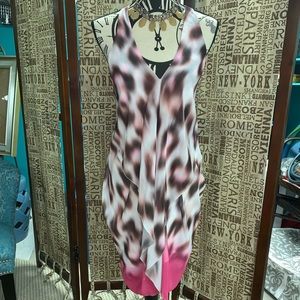 NWT BEBE Gorgeous Leopard Hankerchief Hem Dress